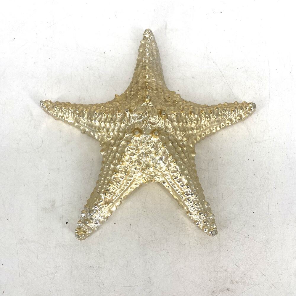 Gold Ceramic Starfish Sculpture Coastal Beach Decor Paperweight Nautical